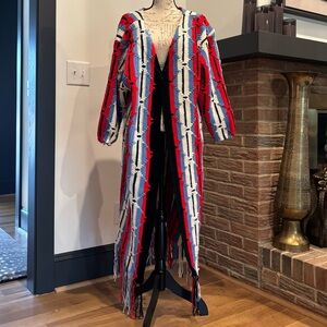 NSF Red and Blue Patterned Cardigan